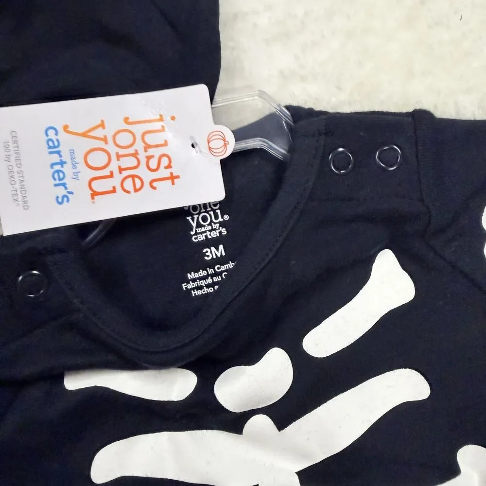 Just One You by Carter's Skeleton Snap Hooded Romper 3M - Picture 2 of 4